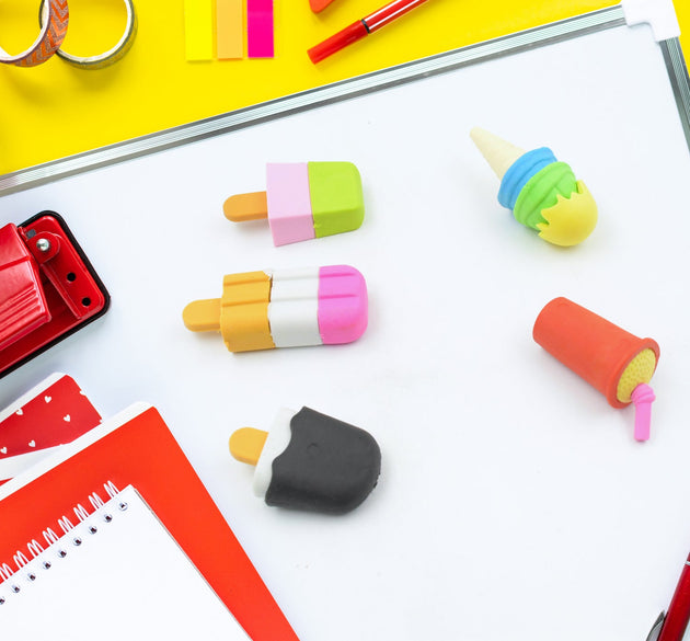 Mini Eraser Set for Kids (5 Pieces) - Fun Designs, Party Favors, School Prizes