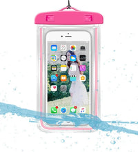 Mobile cover with zip lock and waterproof features, protects phones in wet conditions.