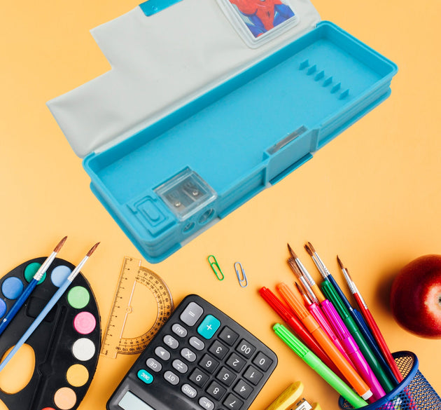 Cartoon Multi-functional Geometry Box with Calculator & Double Sharpener