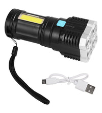 Strong LED torch light with long beam range and COB light for outdoor activities