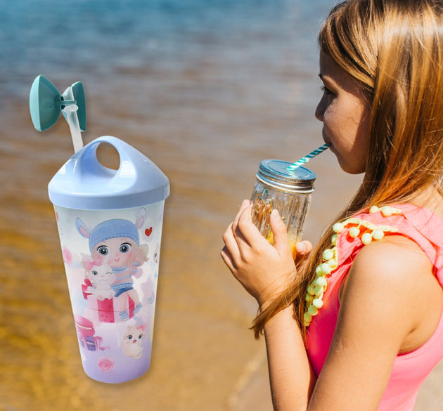 Unicorn Water Bottle with Straw & Lid for Kids (With Light)