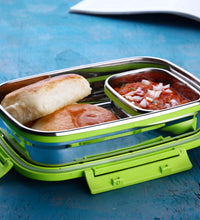 Durable stainless steel lunch box with multiple compartments