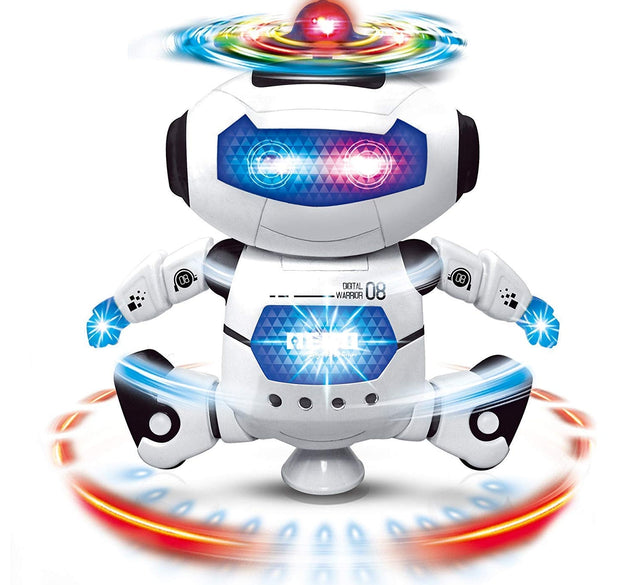 Dancing robot with 3D lights and music.