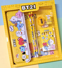 12-piece stationery set for kids with metal pencil box, sharpener, pencils