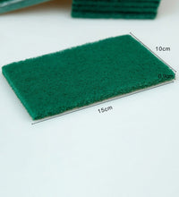 Close-up of aqua green scrub sponges, 10 pieces.