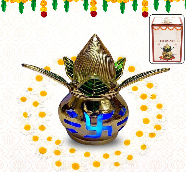 Gold Plated Eco Friendly LED Kalash  for Pooja Mandir