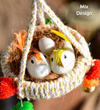 Detailed view of decorative jute birds nest