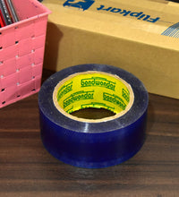 Blue shipping tape featuring Flipkart branding.