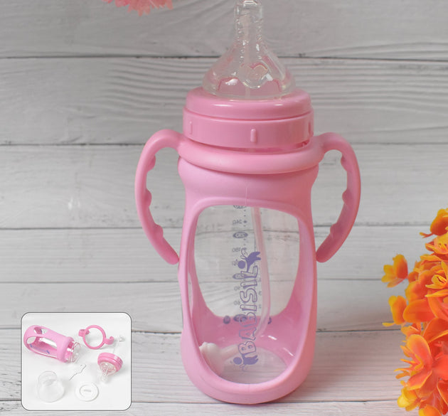 Baby Feeding Bottle with Handles & Straw