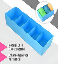 5-compartment storage boxes, pack of 4 for effective sock and accessory organization.