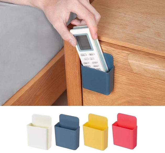 Wall-mounted storage case with charging port.