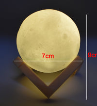 Realistic 3D moon lamp with touch-sensitive brightness control