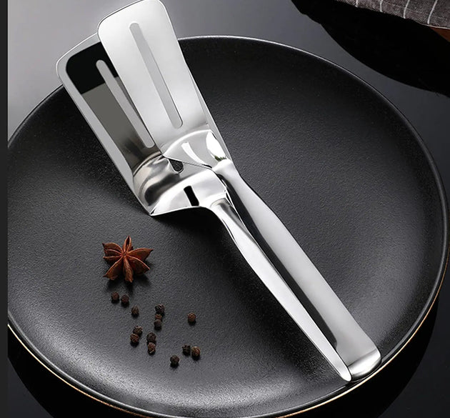 Stainless steel multifunction cooking serving turner, BBQ tongs