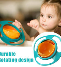 Convenient rotating bowl for kids, ideal for reducing food spills and mess.