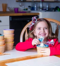 Set of ice cream bowls and spoons