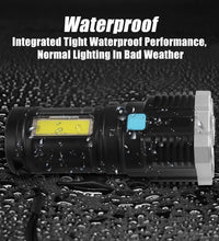 Portable 4 LED torch with 800 lumens and rechargeable battery for hiking