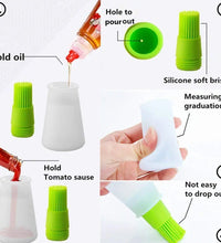 Cooking oil bottle with attached brush