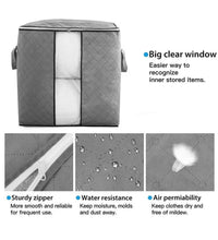 Clear window storage bag for blankets