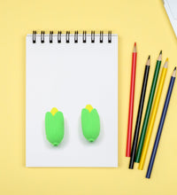 Fun corn-shaped erasers for school use, 2-pack