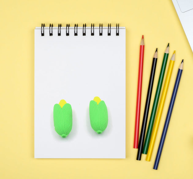 Corn-shaped school erasers, high-quality, 2-piece set