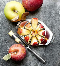 Sturdy apple cutter with ergonomic handle and sharp blades