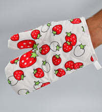 Designer kitchen oven mitt and pot holder in vibrant colors, ideal for baking.