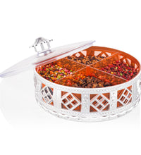 Decorative 4-Section Dry Fruit Box with Silver Finish