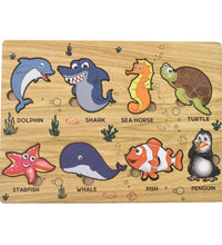 Lewo Wooden Sea Animal Puzzle Learning Board