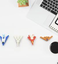 Gift set of fun erasers with gun and plane shapes