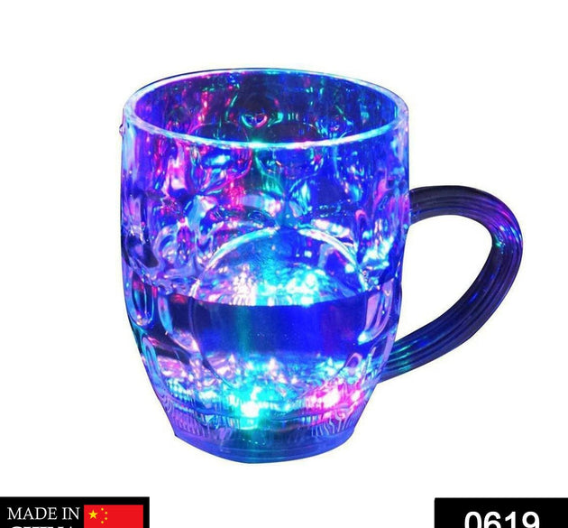 LED glass cup with rainbow color-changing light.