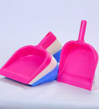 Lightweight and durable plastic dustpan with handle for quick clean-ups.