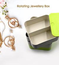 Rotating jewelry box with 4 layers, for organizing accessories and jewelry.