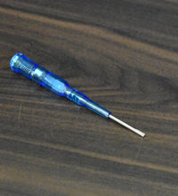 Metal screwdriver with built-in tester for electrical applications.