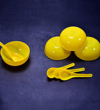 Soup bowl and spoon set, plastic, 6 pieces