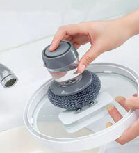 Versatile soap dispensing dish brush, easy to use and refill