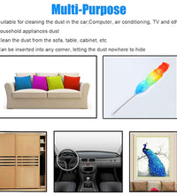 Microfiber duster with colorful feathers for cleaning