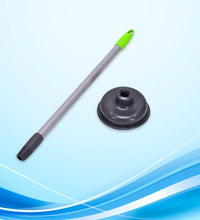 Black toilet plunger with rubber cup, detailed view