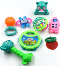 Textured baby rattle with bright colors designed to engage and entertain toddlers.