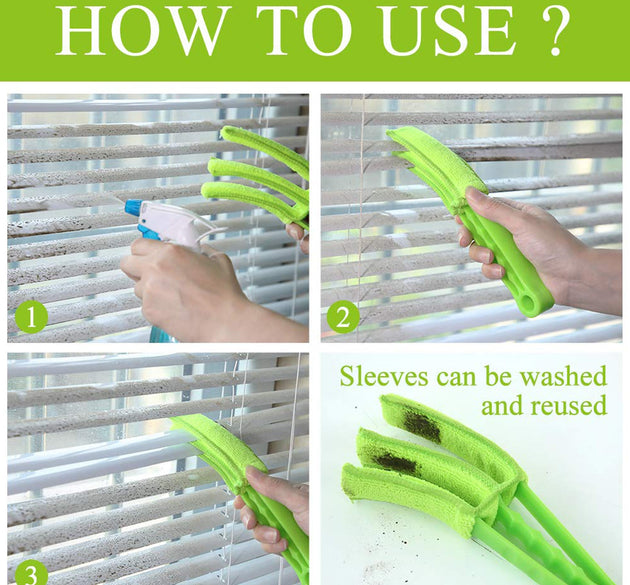 Window Blind Cleaner Duster Brush with Microfiber Sleeves - Blind Cleaner Tools for Window Shutters Blind Air Conditioner Jalousie Dust