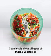 Hand-held 2-in-1 food chopper with 6 blades