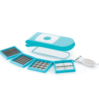 Ganesh 7-in-1 dicer in blue, various angles and details.