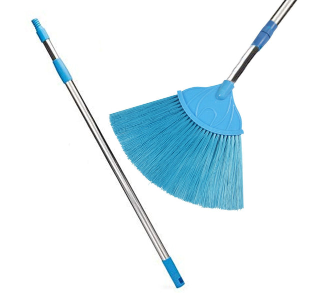 Grey broom with a long handle