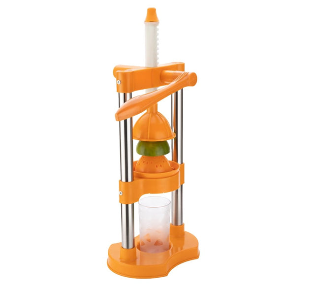 Hand pressure juicer with glass container