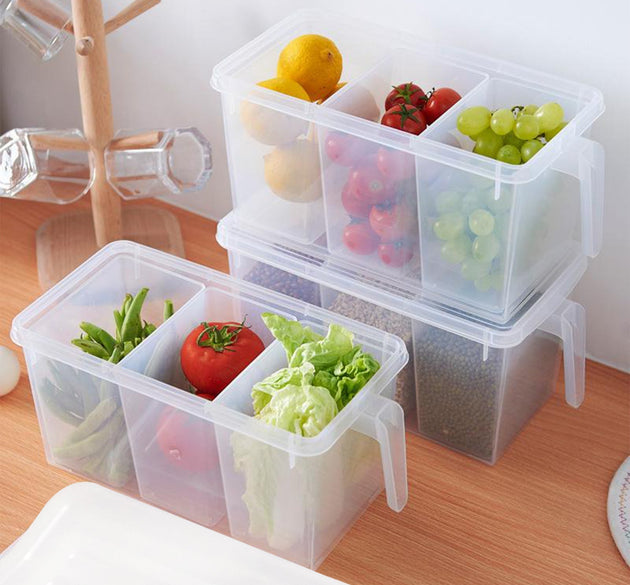 Clear refrigerator organizer box with lid