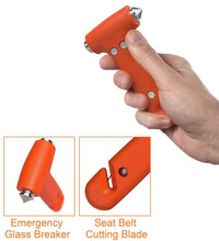 Car safety hammer for emergency situations, includes window breaker and seatbelt cutter