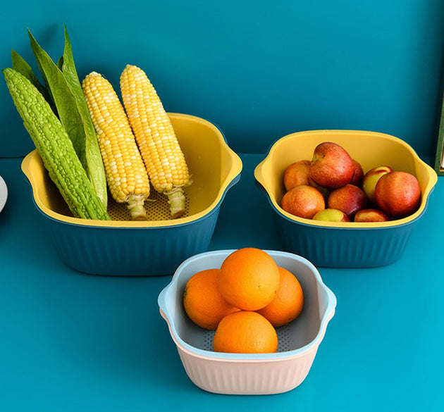 Plastic kitchen bowl with handles