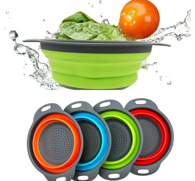 Foldable silicone strainer for kitchen