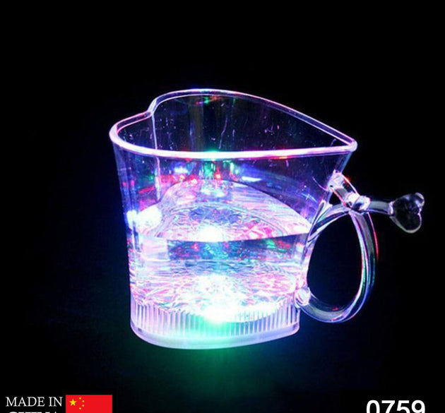 Heart Shape Activated Blinking Led Glass Cup