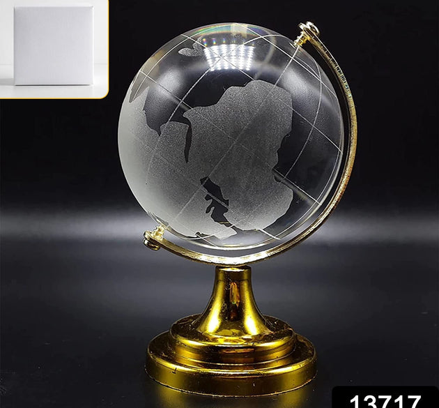 Crystal Globe / World Map 50 mm with Golden Stand