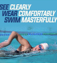 Blue swimming goggles with ear protection